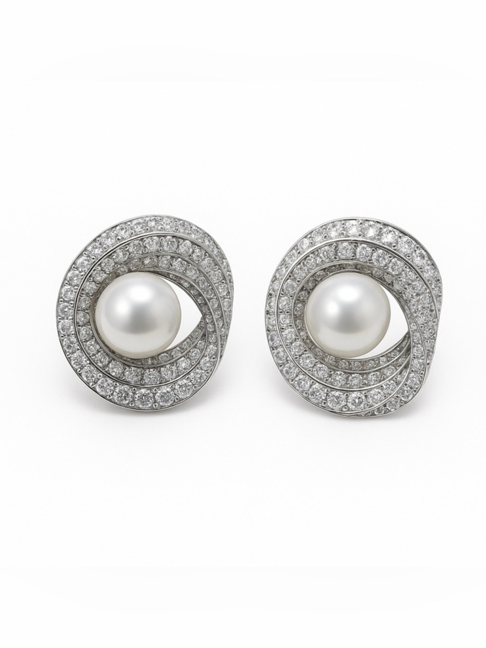 Freshwater Pearl & Crystal Stud Earrings